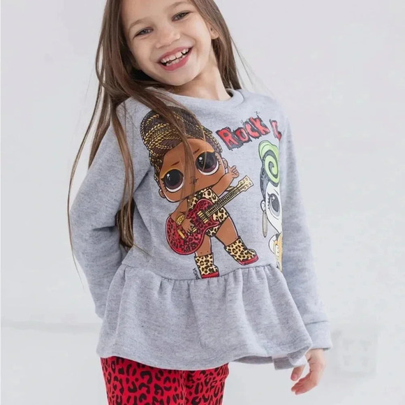 L.O.L. Surprise! Girls Fleece Sweatshirt and Leggings Outfit, size 4 - Picture 2 of 2